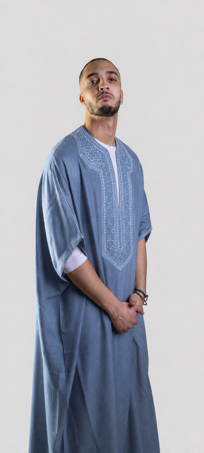 Gandoura Chaâbia bleue Ziri Couture