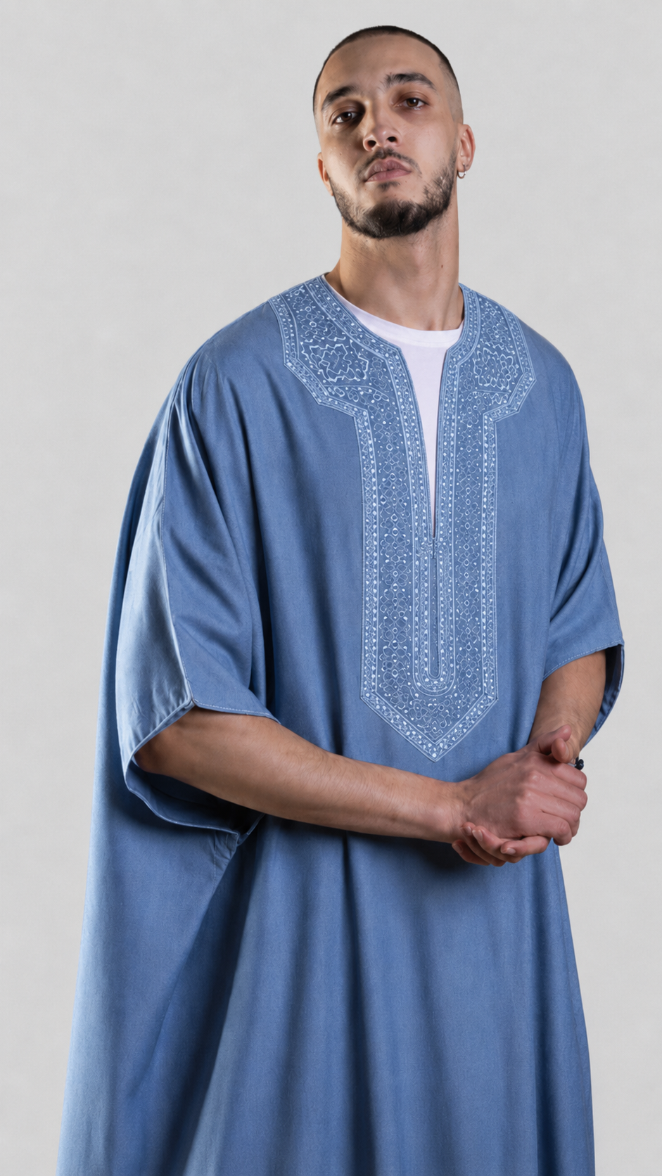 Gandoura Chaâbia bleue Ziri Couture